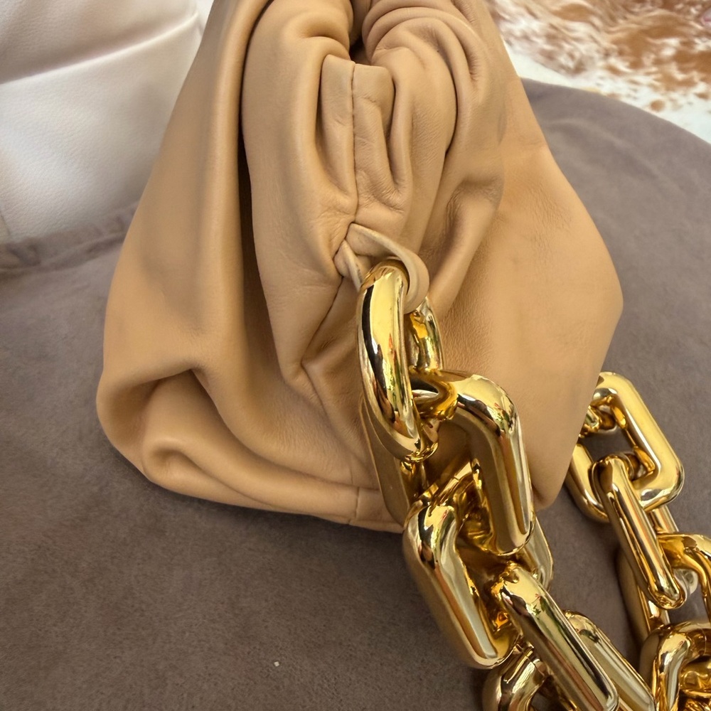Bottega Veneta Camel Leather Clutch with Gold Chain - Picture 5 of 7